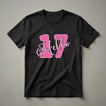 Hello 17th Birthday Girl Pink Graphic T-Shirt