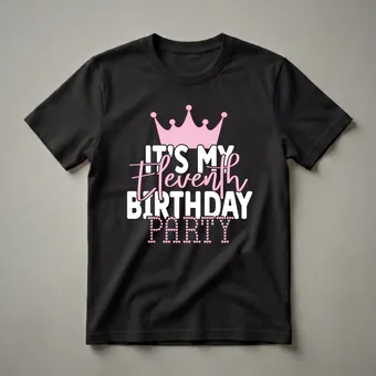 It's My Eleventh Birthday Party Crown Graphic T-Shirt for Girls