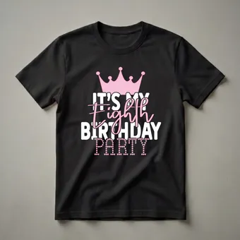 It's My Eighth Birthday Party Graphic T-Shirt for 8-Year-Old Girls