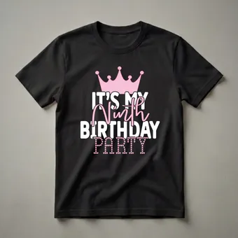 It's My Ninth Birthday Party Graphic T-Shirt for Girls