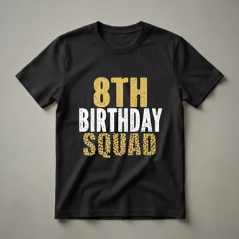 8th Birthday Squad Graphic T-Shirt for 8 Year Olds