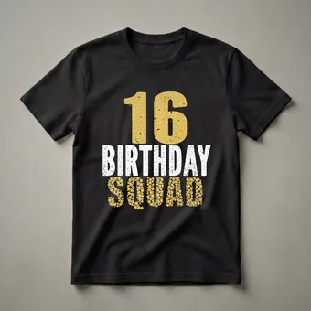 16th Birthday Squad Gold Graphic T-Shirt for Teens