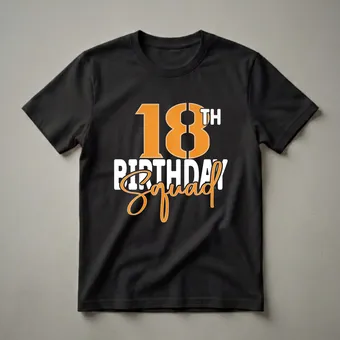 18th Birthday Squad Graphic T-Shirt for Teens and Family