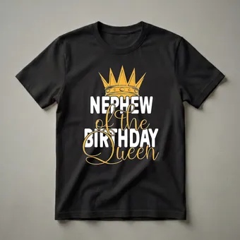 Nephew of the Birthday Queen Crown Graphic T-Shirt