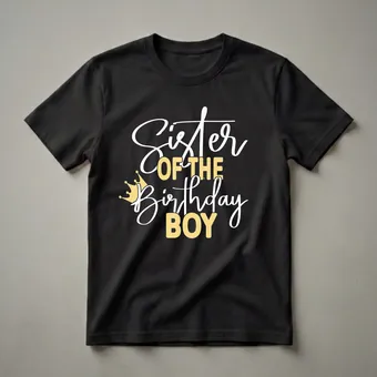 Sister of the Birthday Boy Crown Graphic T-Shirt for Parties