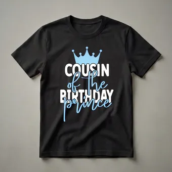 Cousin of the Birthday Prince Graphic Crown T-Shirt for Boys