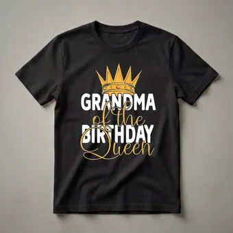 Grandma The Birthday Queen Crown Graphic T-Shirt for Grandmothers