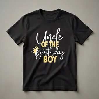 Uncle of the Birthday Boy Crown Graphic T-Shirt for Family Parties