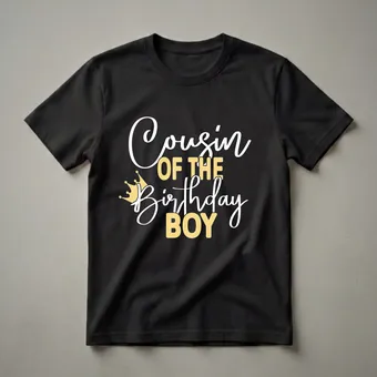 Cousin of the Birthday Boy Crown Graphic T-Shirt for Family Parties