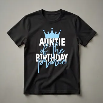 Auntie of the Birthday Prince Crown Graphic T-Shirt for Boys