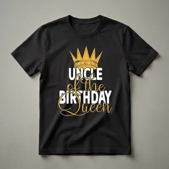 Uncle of the Birthday Queen Crown Graphic T-Shirt for Family