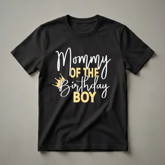 Mommy Of The Birthday Boy Crown Graphic T-Shirt for Moms