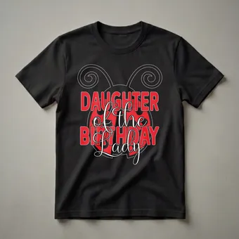 Daughter of the Birthday Lady Ladybug Graphic T-Shirt for Women