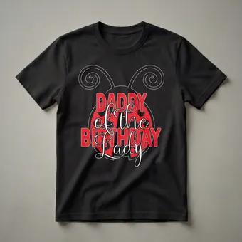 Daddy Of The Birthday Lady Ladybug Graphic T-Shirt for Girls' Parties