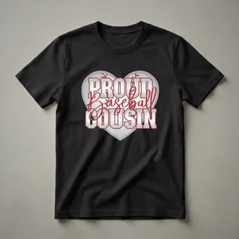 Proud Baseball Cousin Graphic T-Shirt for Family Support