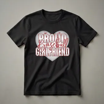Proud Baseball Girlfriend Heart Graphic T-Shirt for Supporters