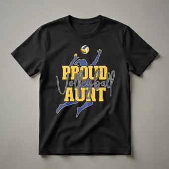 Proud Volleyball Aunt Graphic T-Shirt for Family Support