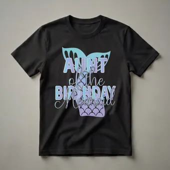 Auntie of the Birthday Mermaid Family Matching T-Shirt