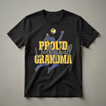 Proud Volleyball Grandma Graphic T-Shirt for Supportive Grandmothers