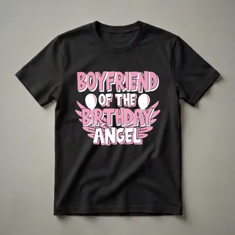Boyfriend Of The Birthday Angel Graphic T-Shirt for Parties