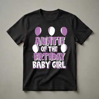 Auntie of the Birthday Baby Girl Graphic T-Shirt