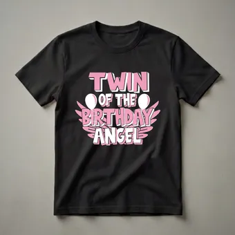 Twin of the Birthday Angel Girls Graphic T-Shirt