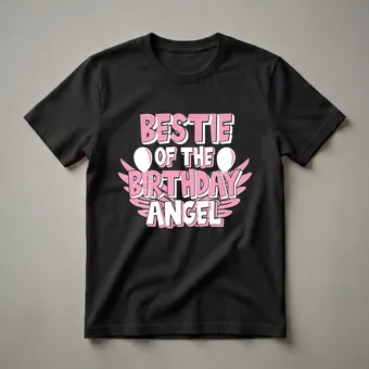 Bestie Of The Birthday Angel Graphic T-Shirt for Girls Party