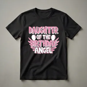 Daughter of the Birthday Angel Pink Graphic T-Shirt for Girls