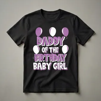 Daddy Of The Birthday Baby Girl Graphic T-Shirt for Parties