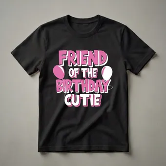Friend of the Birthday Cutie Pink Balloon Graphic T-Shirt