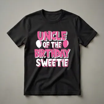 Uncle of the Birthday Sweetie Bold Graphic T-Shirt
