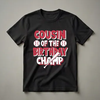 Cousin of the Birthday Champ Baseball T-Shirt for Boys