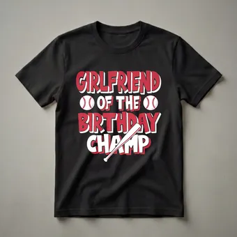 Girlfriend of the Birthday Champ Baseball Graphic T-Shirt