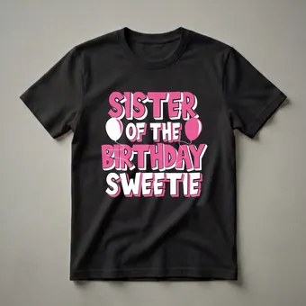 Sister of the Birthday Sweetie Graphic T-Shirt for Parties
