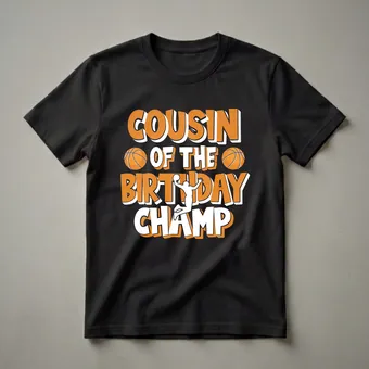 Cousin of the Birthday Champ Basketball Graphic T-Shirt