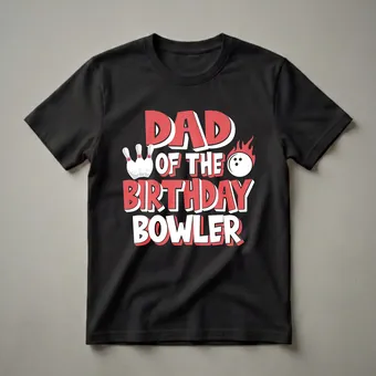 Dad Of The Birthday Bowler Graphic T-Shirt for Bowling Parties