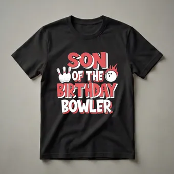 Son of the Birthday Bowler Graphic Bowling T-Shirt