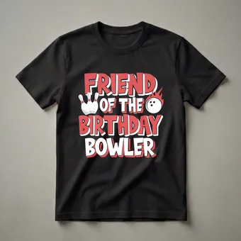 Friend Of The Birthday Bowler Graphic Bowling T-Shirt