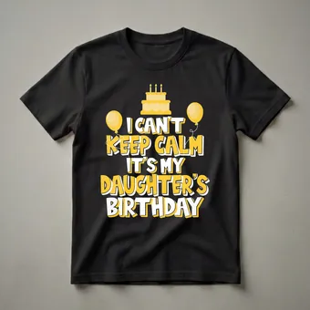 I Can't Keep Calm It's My Daughter's Birthday Graphic Bold Tee