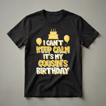 I Can't Keep Calm It's My Cousin's Birthday Party Graphic Tee
