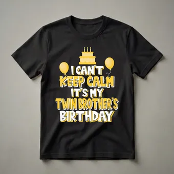 I Can't Keep Calm It's My Twin Brother's Birthday Party T-Shirt