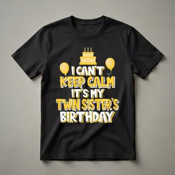 I Can't Keep Calm It's My Twin Sister's Birthday Party T-Shirt