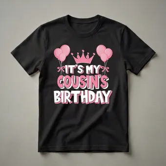 It's My Cousin's Birthday Celebration Graphic T-Shirt for Family