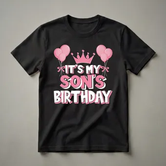 It's My Son's Birthday Celebration Graphic T-Shirt for Moms