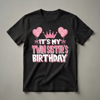 It's My Twin Sister's Birthday Celebration Graphic T-Shirt
