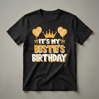 It's My Bestie's Birthday Celebration Graphic T-Shirt for Friends