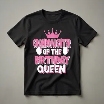 Granddaughter of the Birthday Queen Pink Crown Graphic T-Shirt