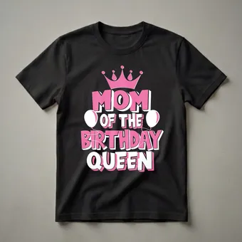 Mom Of The Birthday Queen Graphic T-Shirt for Celebrations