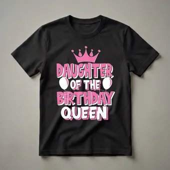Daughter of the Birthday Queen Pink Crown Graphic T-Shirt