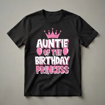Auntie of the Birthday Princess Graphic T-Shirt for Family Matching